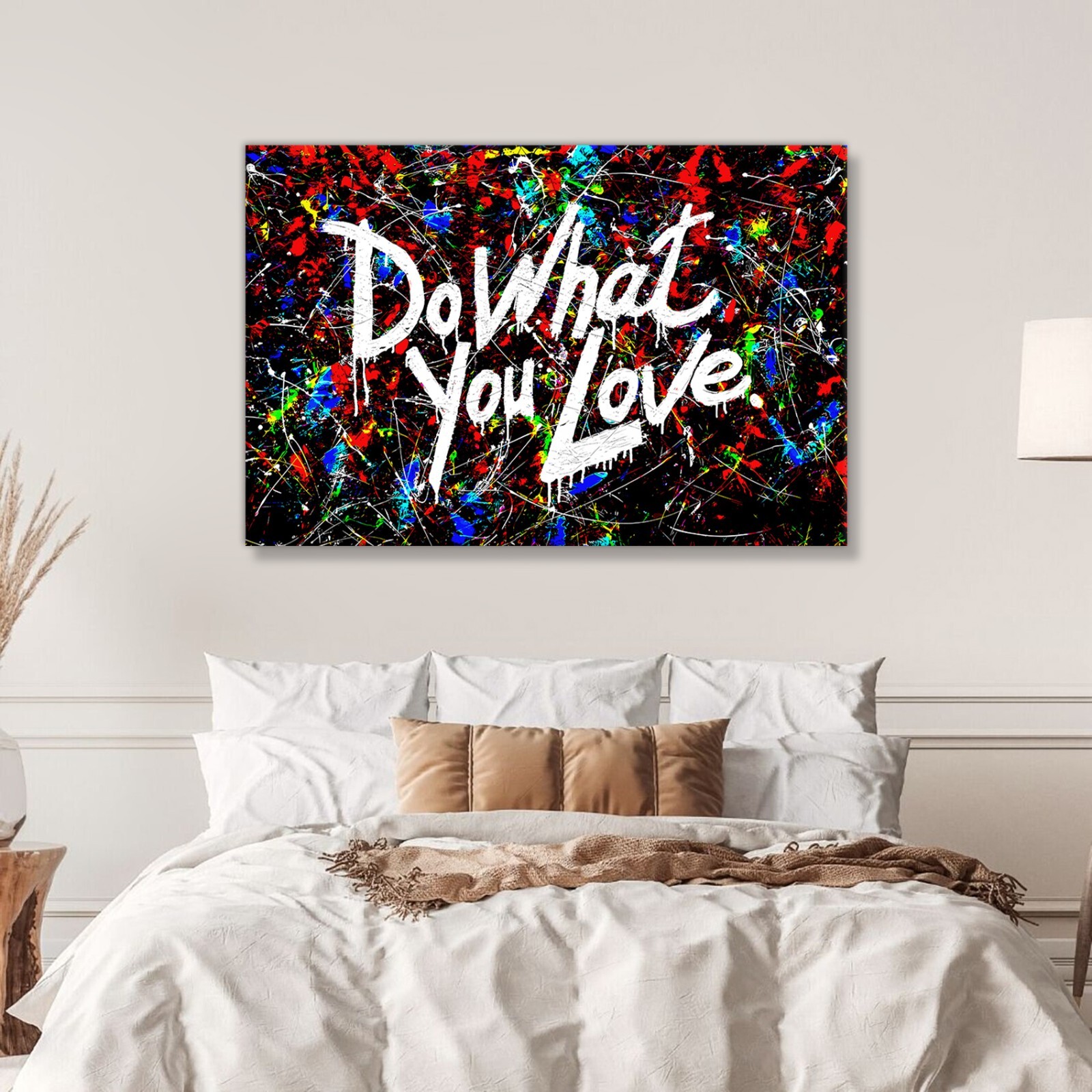 Colorful Abstract Canvas Wall Art BANKSY Do What You Love CANVAS Graffiti Print
