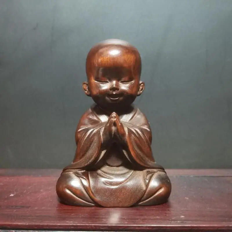 6.5cm Boxwood Monks Statue Ornament Home Decoration Accessories Room Buddhist