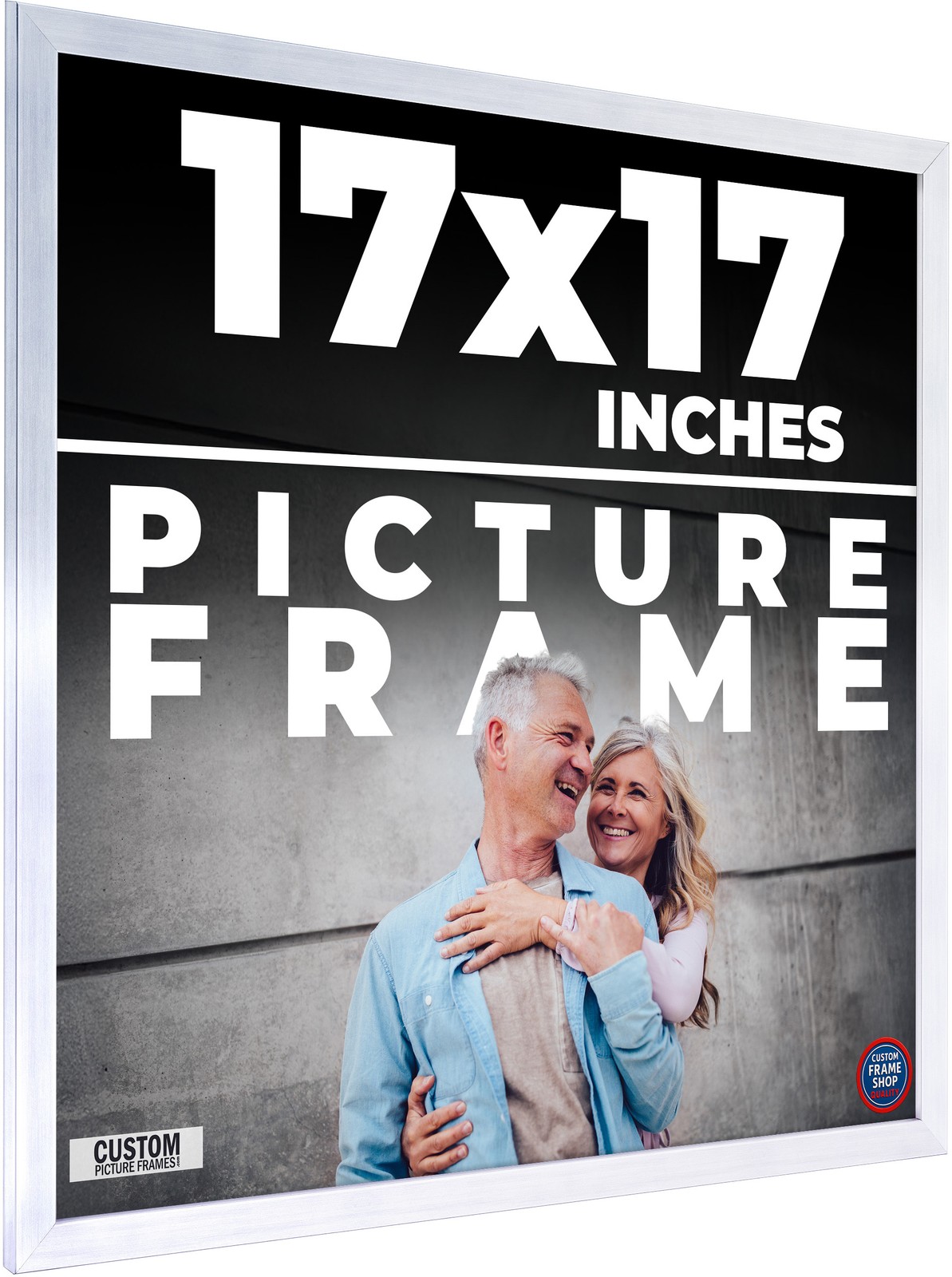 17×17 Stainless Steel Silver Wood Frame With UV Acid Free Foam Board