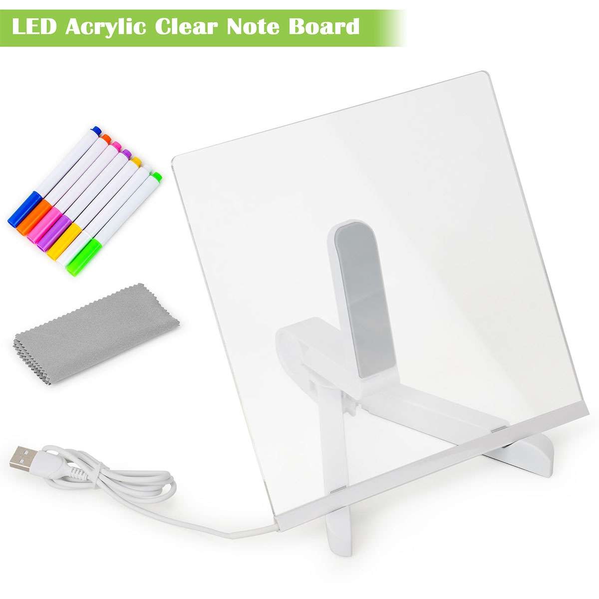 LED DIY Note Board with Colors Acrylic Dry Erase Board with Light Drawing Board