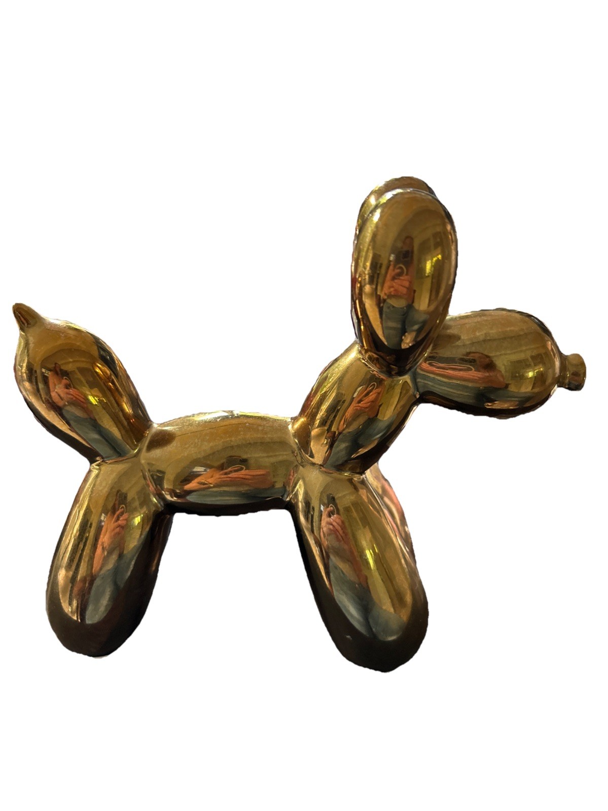 BALLOON DOG ANIMAL GOLD CERAMIC STATUE FIGURINE 10 1/2&Prime;