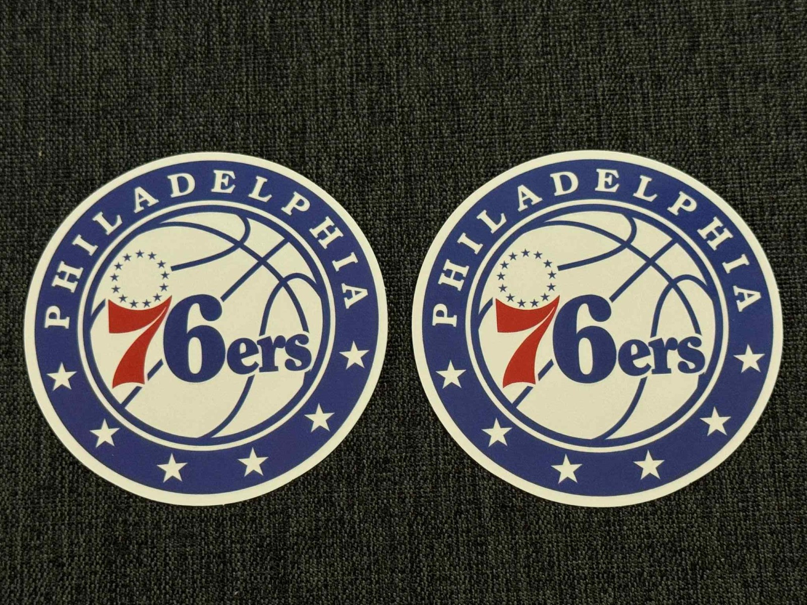 Lot (2) PHILADELPHIA 76ERS 2 1/2&Prime; x 2 1/2&Prime; Team Logo STICKERS Fast! FREE SHIP!