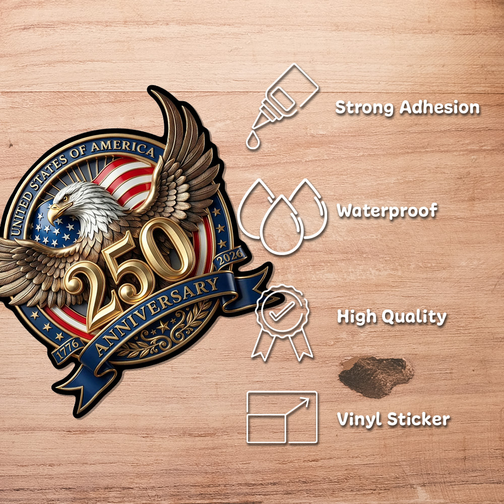 USA 250 Anniversary Bald Eagle Patriotic Vinyl Sticker Decal Car Window (3&Prime;x3&Prime;)