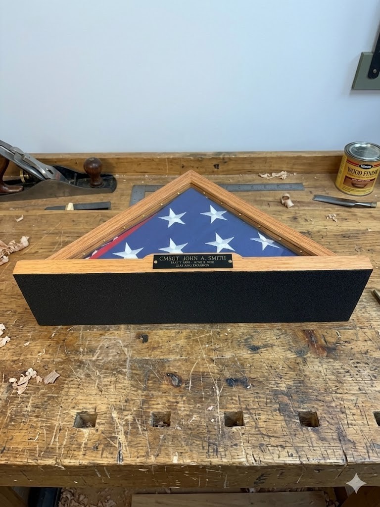 Retirement (Not a Memorial) Flag Display Case. 3ft by 5ft Flag. Personalized.