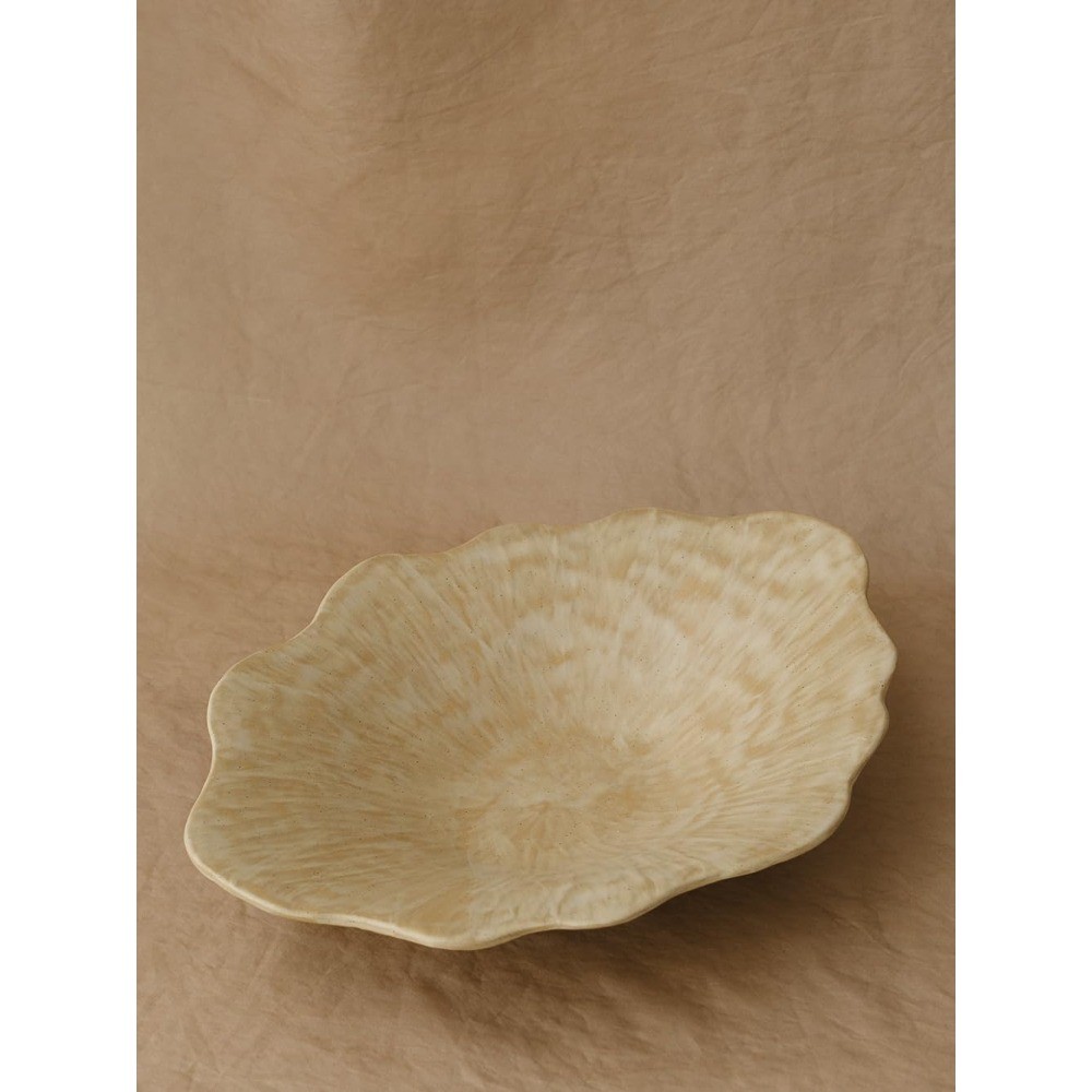 13.5in Matte Stoneware Fruit Bowl Kitchen Island Table Centerpiece Decor