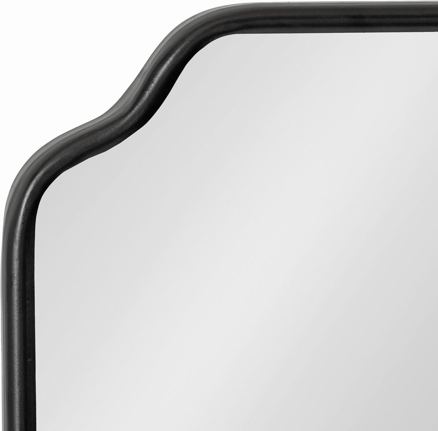 Modern Black Scalloped Full Length Wall Mirror – 18×48 for Bedroom or Entryway