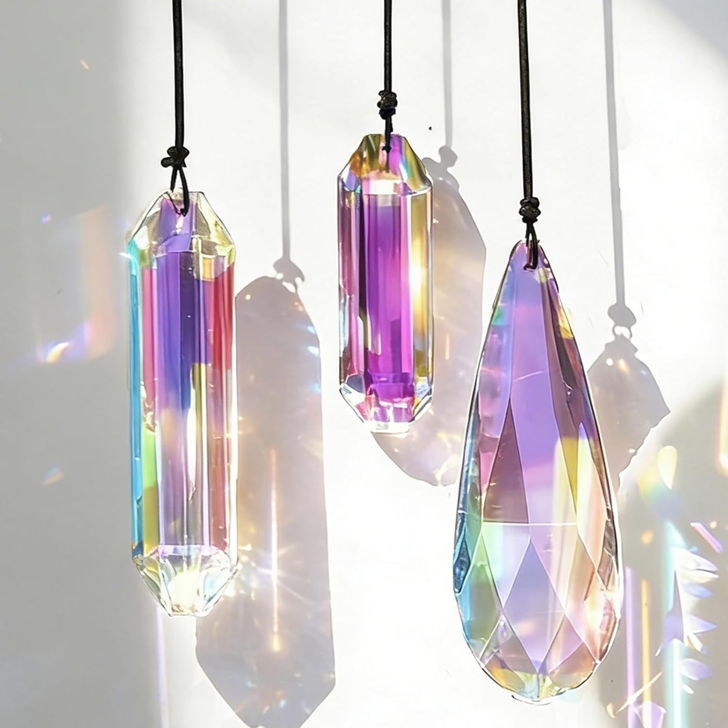 3Pcs Crystal Suncatchers for Window Hanging,Sun Catcher Crystals with Glass