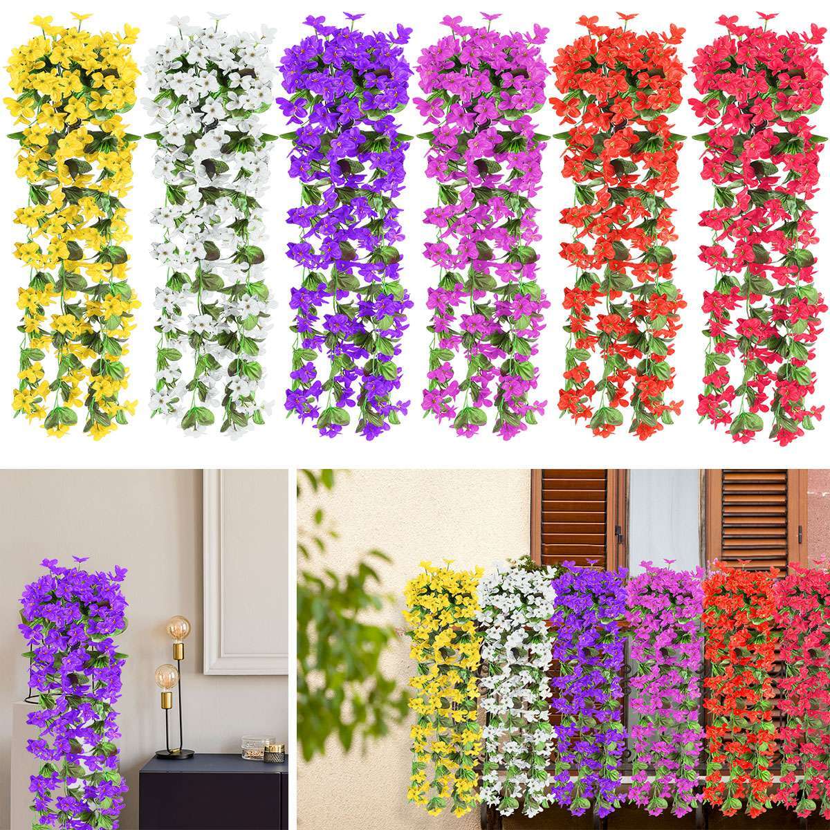 Artificial Wisteria Vine Garland Fake Flower Plants Garden Wedding Hanging Decor