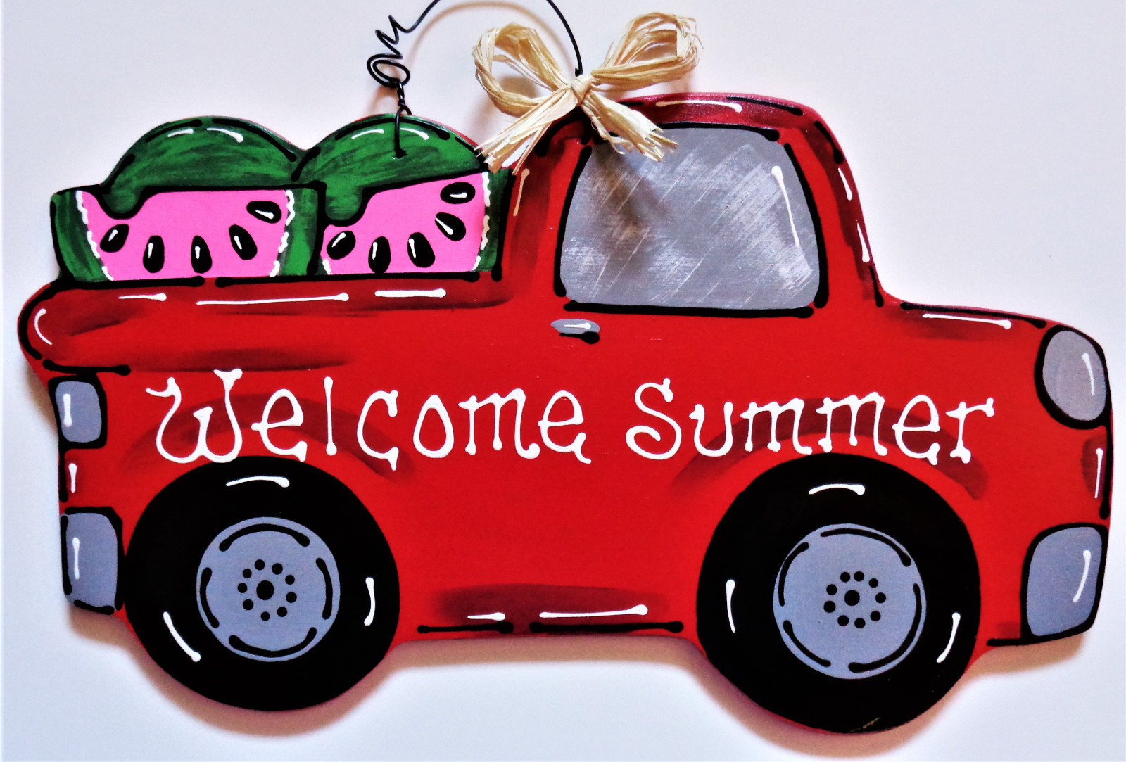 Welcome Summer WATERMELON Vintage Style TRUCK WALL ART Sign Door Plaque Decor
