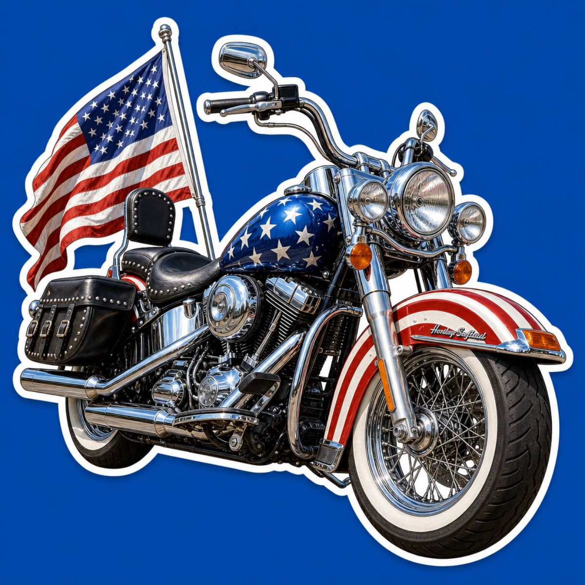 3 Inch Patriotic Motorcycle Sticker American Flag Cruiser Bike USA Vinyl Decal