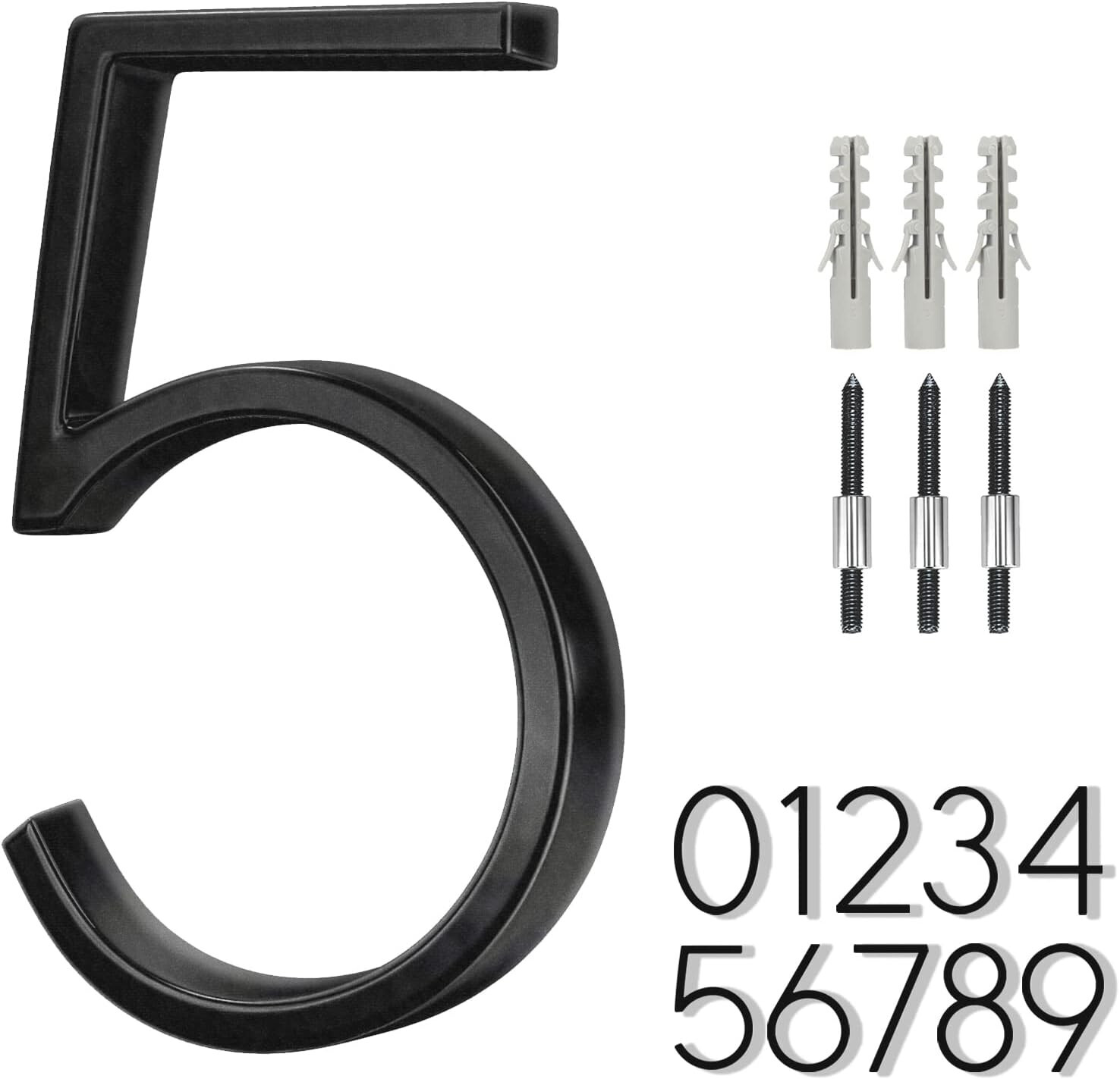 6&Prime; Stainless Steel Floating House Number 5, Metal Modern House Numbers, Mailbox