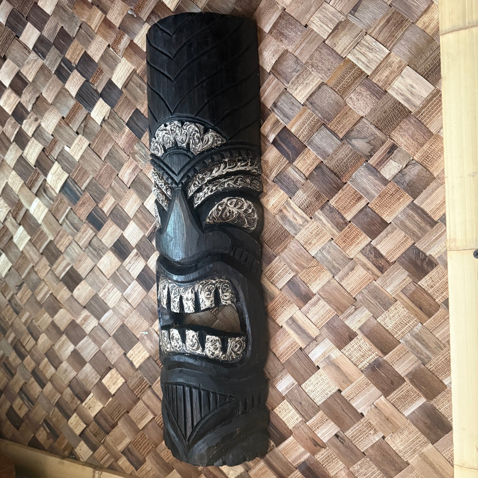 SET OF 2 20&Prime; TIKI MASK HAWAIIAN WALL ART ISLAND HOME DECOR TRIBAL BAR TROPICAL