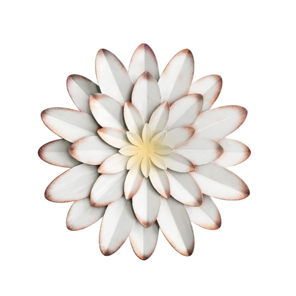 AHYS Metal Flowers Wall Decor Indoor Outdoor 12&Prime;L x 12&Prime;W, White