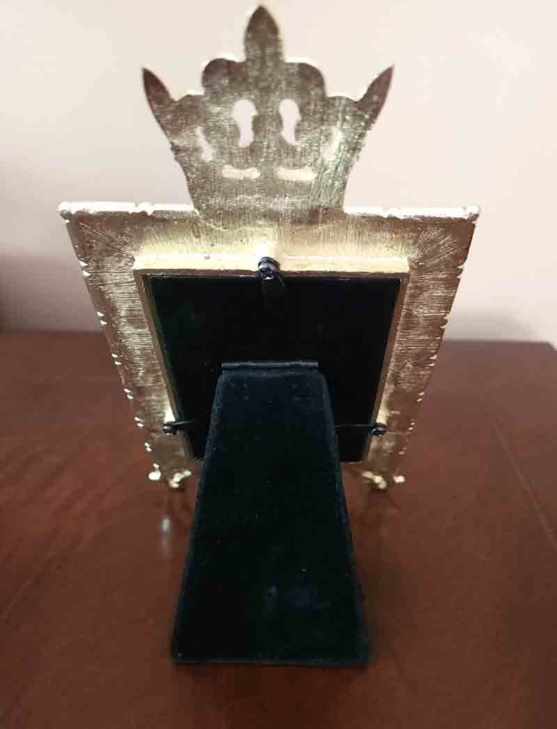 Mardi Gras Enamel + Metal Photo Frame Purple Fleur de Lis Crown Fits 2.5&Prime; X 3.5&Prime;