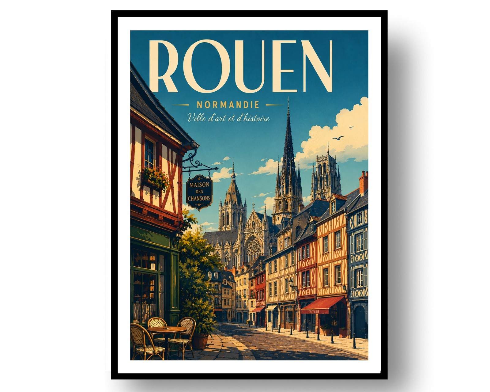 Rouen Travel Poster Print, Wall Decor