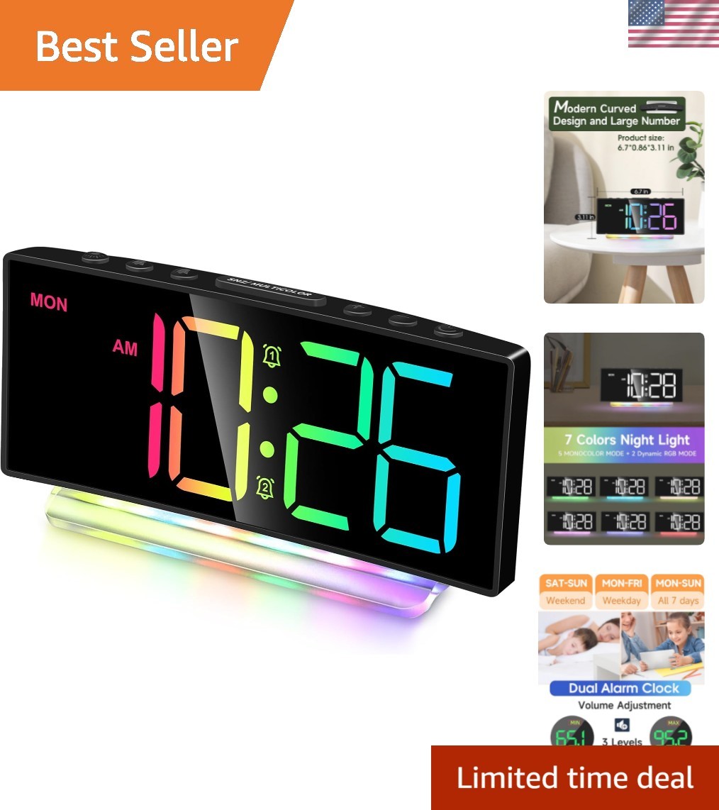 Extra Loud Alarm Clock for Heavy Sleepers Adults,Teens,Kids,Rainbow Clock for…