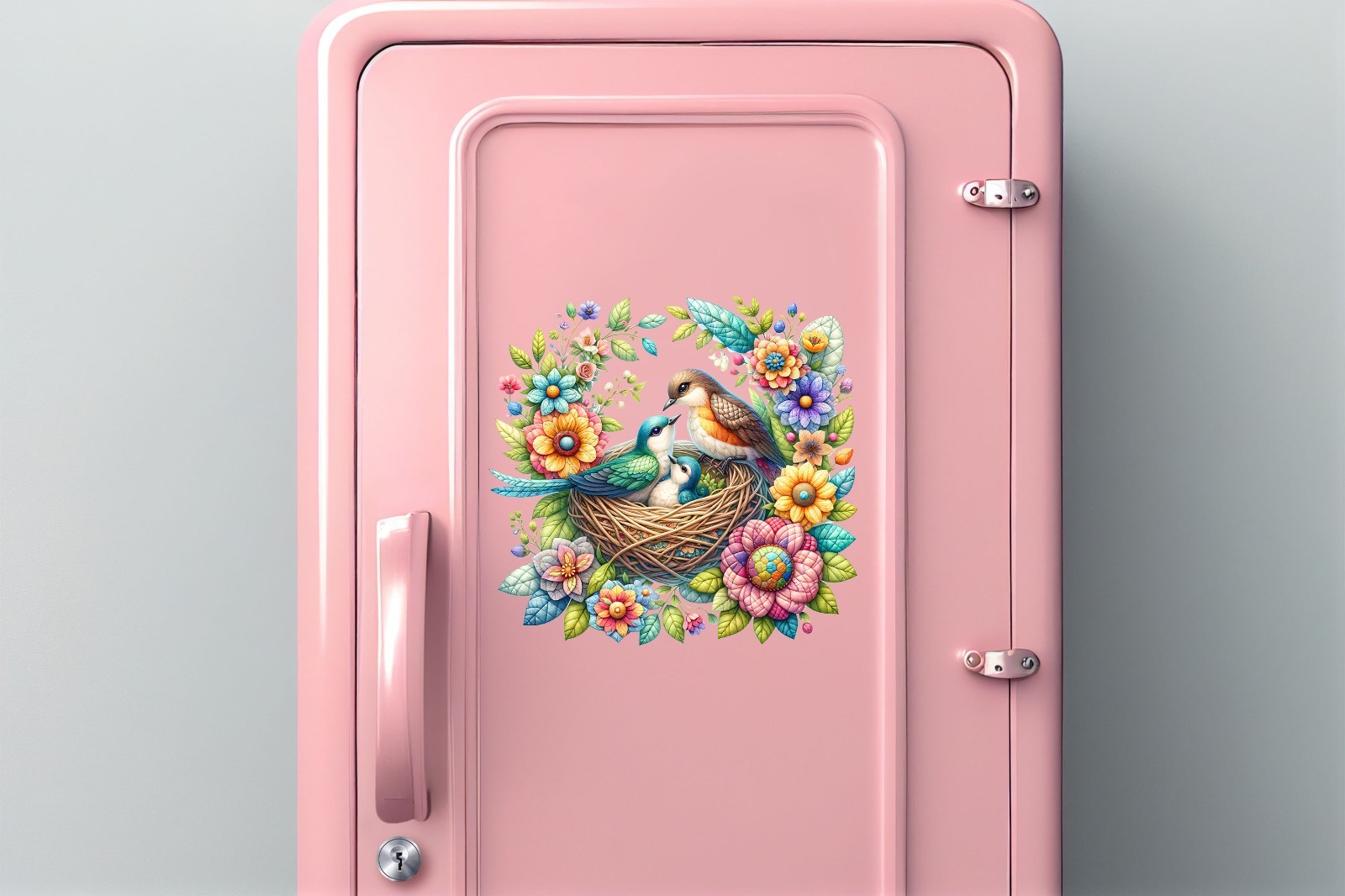 Bird Family in Nest UV DTF Transparent Sticker / Decal