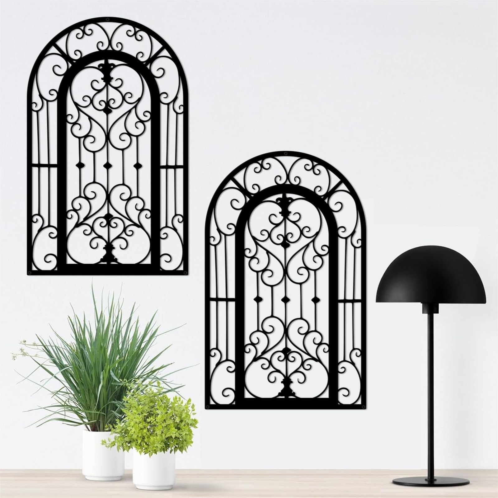 Metal Scroll Wall Decor – Window Arch Wall Art,Wall Panels with Carved Wrough…