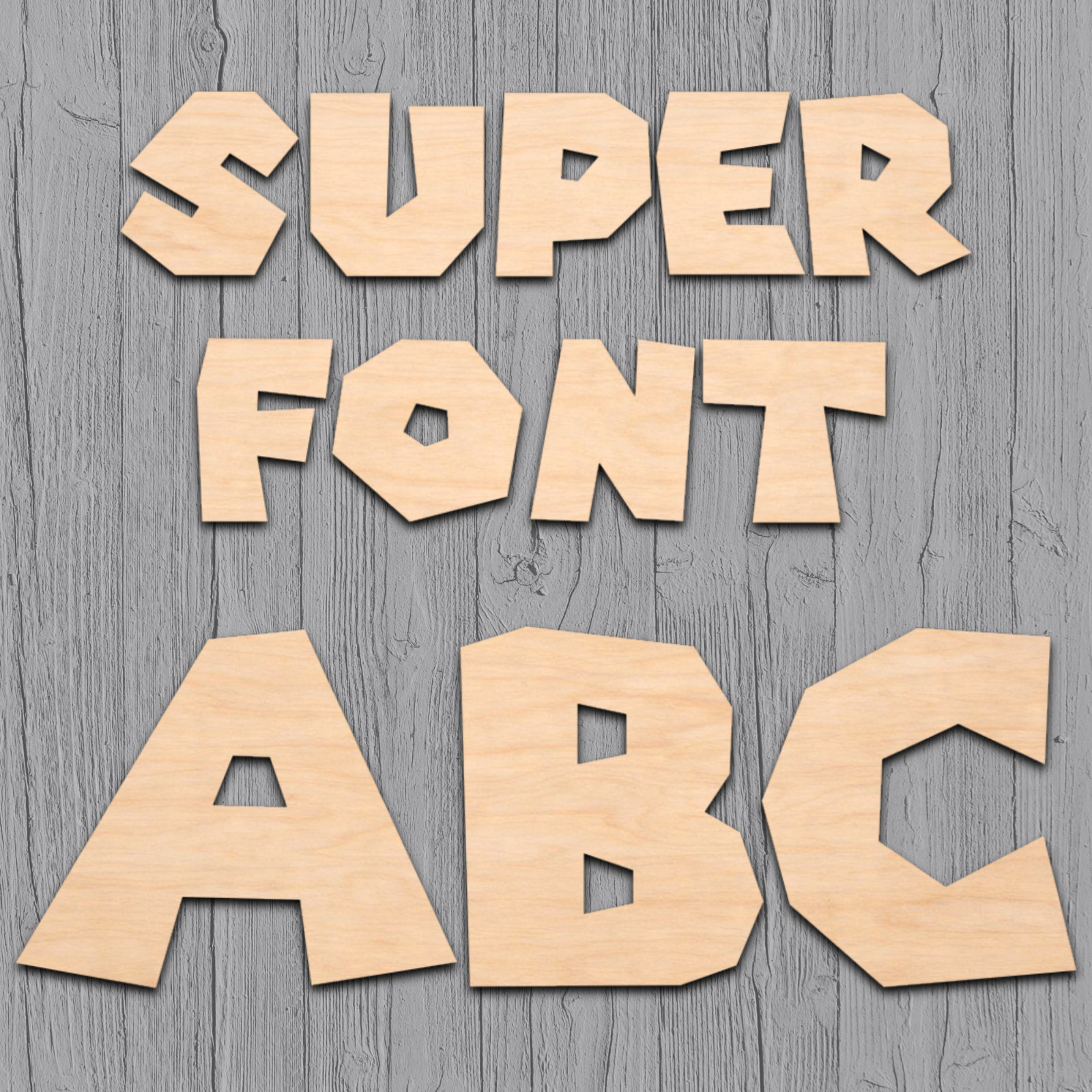 Super Video Game Wood Letters Numbers Cutout Unfinished Laser Cut 3mm Craft 14&Prime;