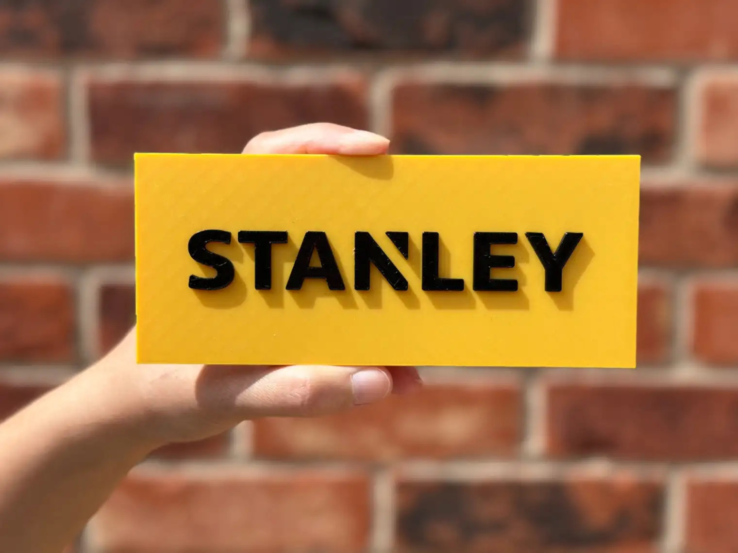 Stanley Logo Sign 3D Printed Plaque Yellow Black Tool Box Workshop Garage Decor
