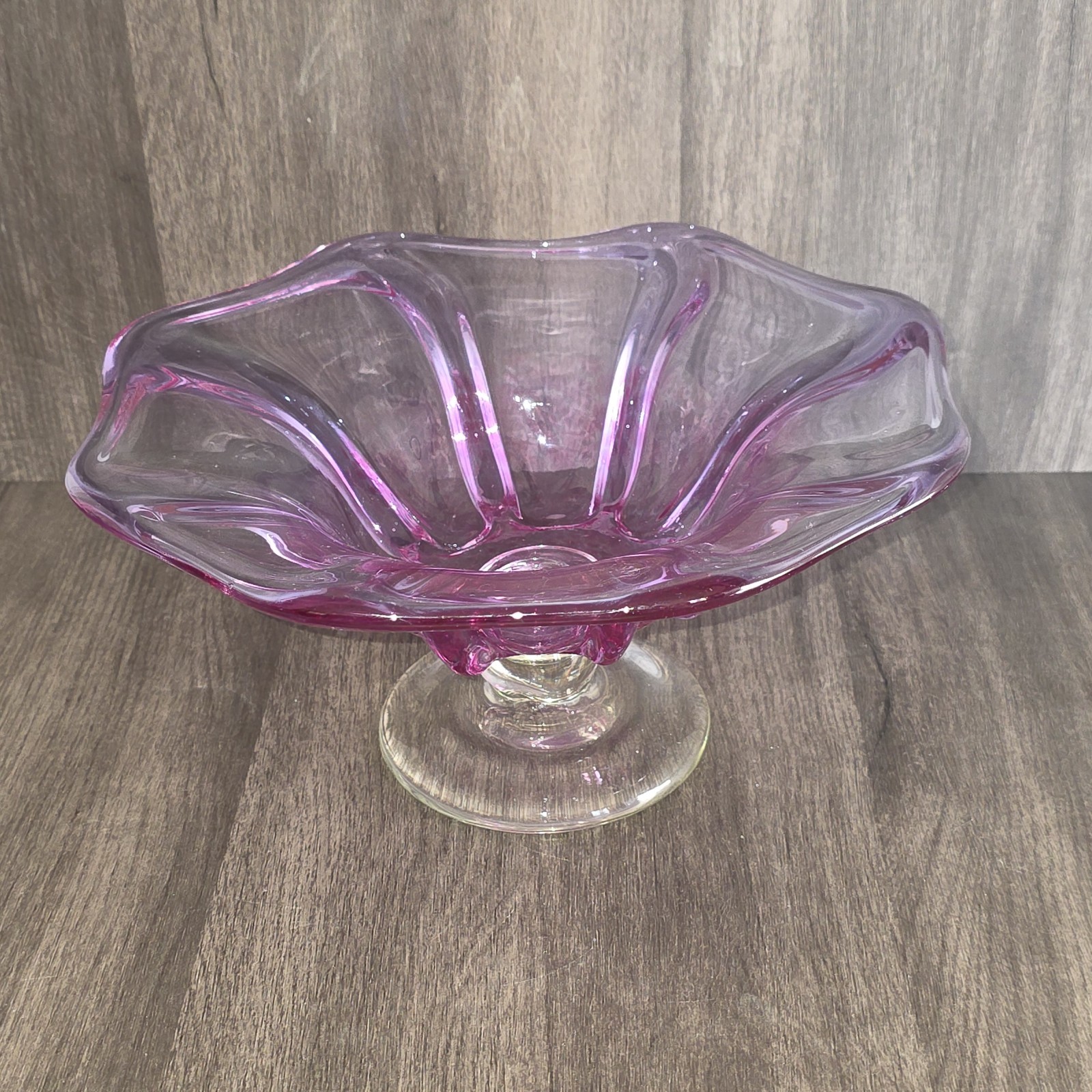 Neodymium Alexandrite 11&Prime; Compote Fruit Bowl Pink Purple Blue Morning Glory