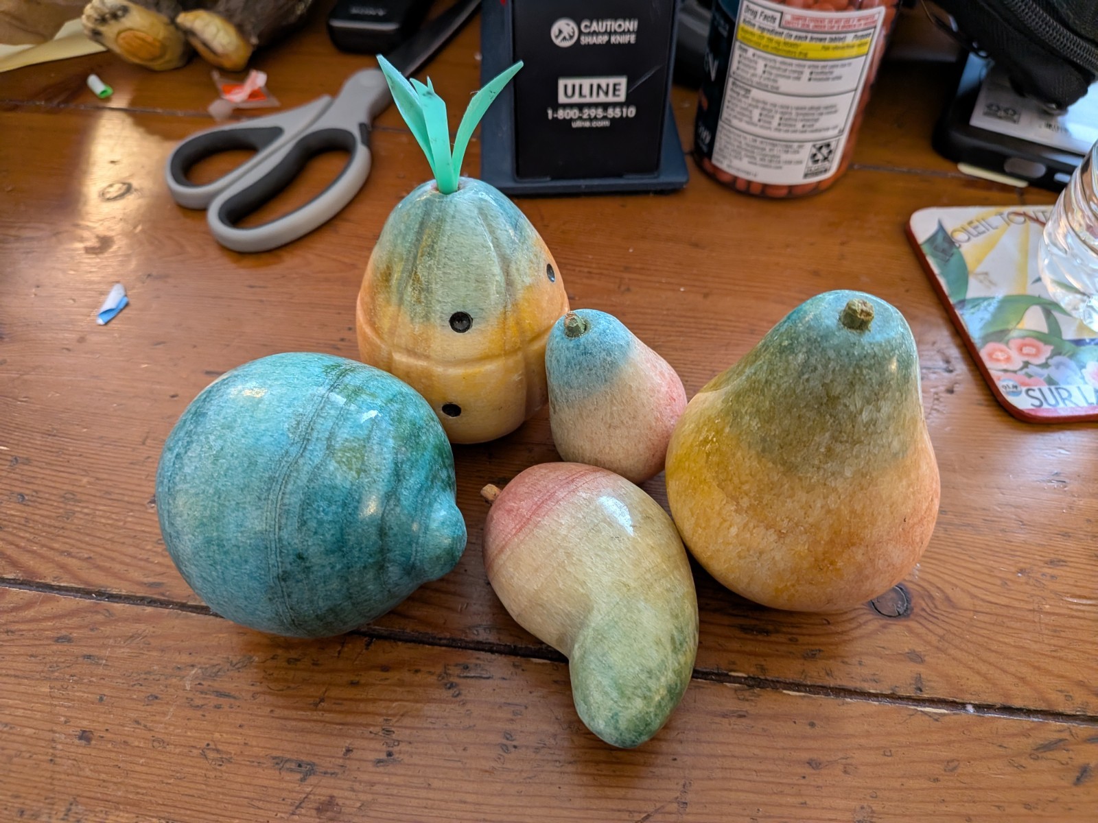 Vintage Alabaster Stone Fruit Lot! Cute! Made In Mexico