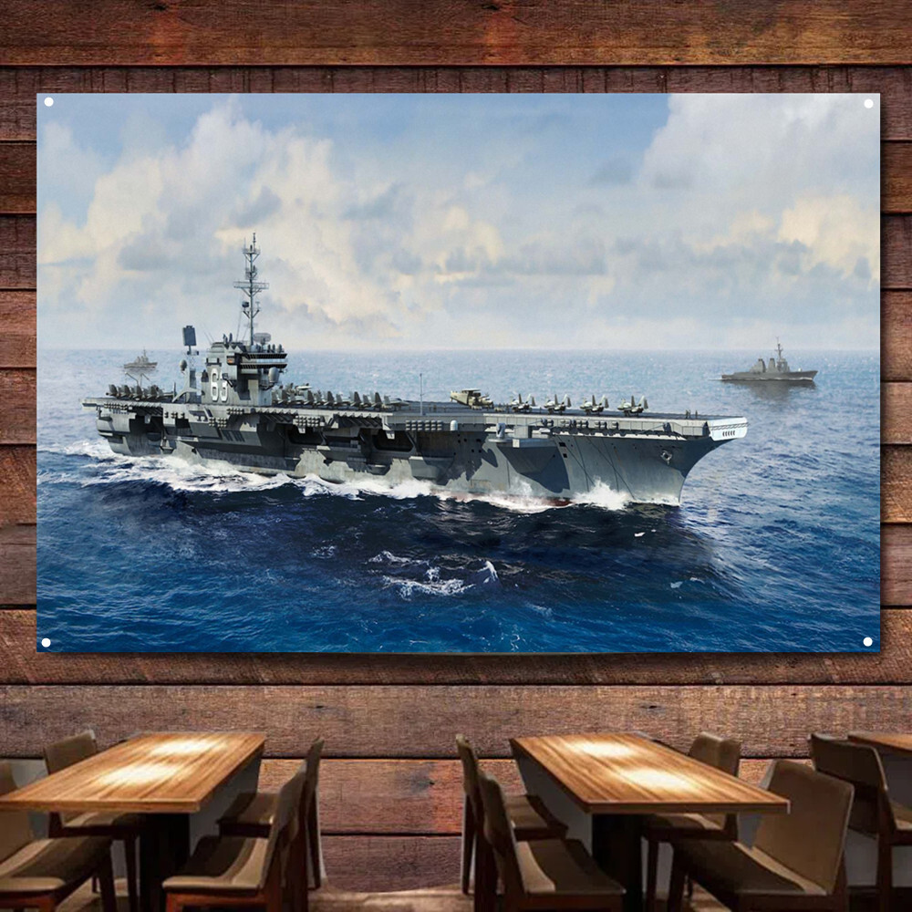 USS Kitty Hawk CV-63 Aircraft Carrier Prints Artwork Flag Battleship Art Poster