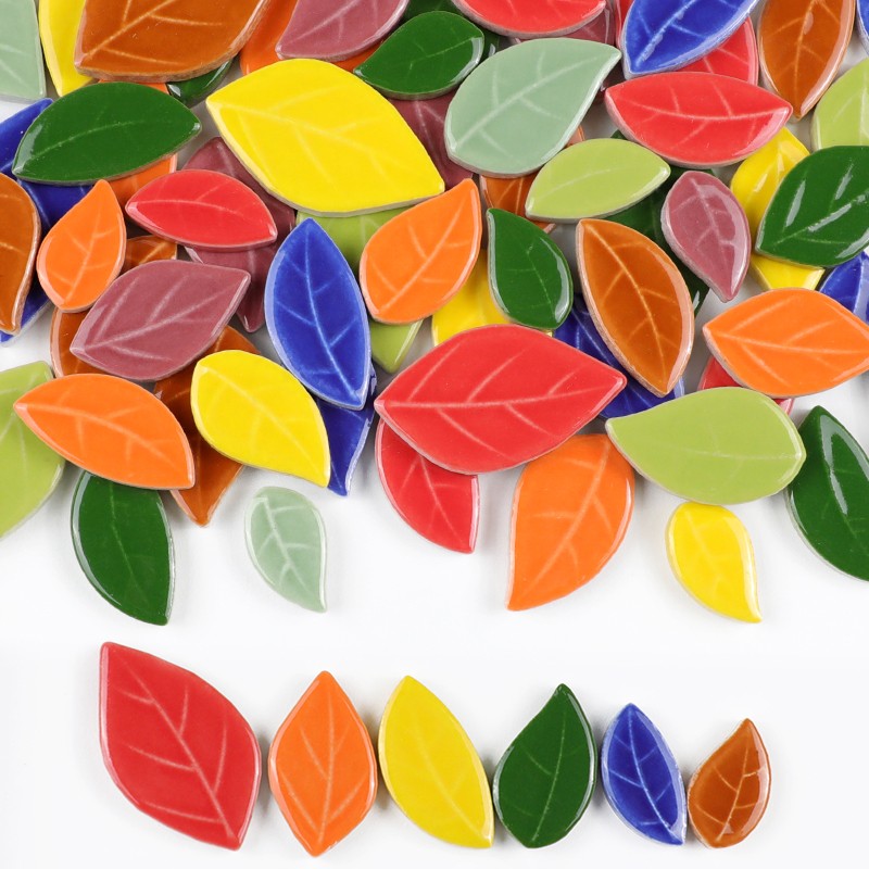 200g Ceramic Mosaic Leaf Mosaic Materials Children DIY Mosaic Art Craft Quality
