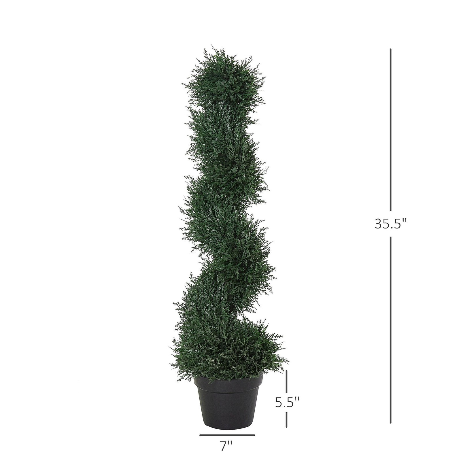 Easy-Care Spiral Artificial Cedar Tree 35.5in Height 7in Diameter