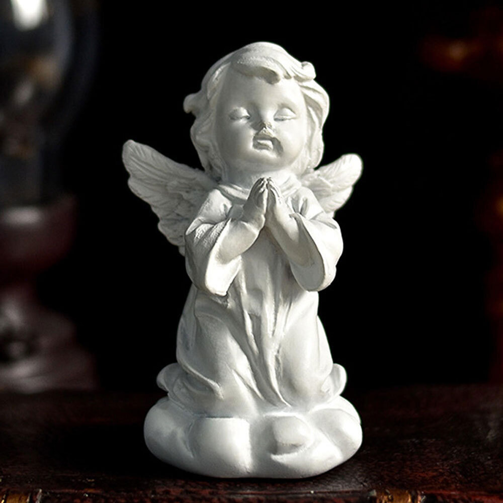 Praying Cherub Angel, Resin Garden Memorial Statue Figurine, 3.54&Prime;H x 1.97&Prime;W