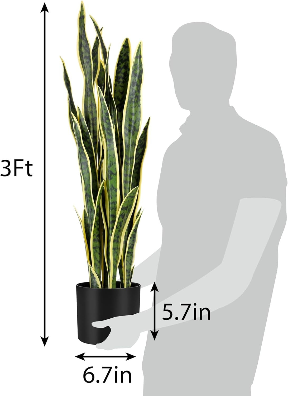 3Ft 2PCS Artificial Snake Plant, 35In Faux Sansevieria with PVC Lifelike Leaves