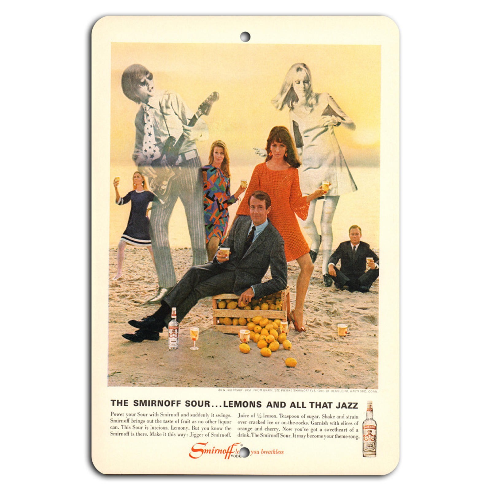 Vintage Beach Party Sign BanginPrints Retro Aluminum Metal Outdoor Decor