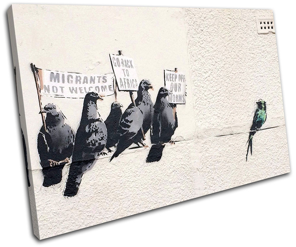 Graffiti Pop Pigeons Banksy Street SINGLE CANVAS WALL ART Picture Print VA