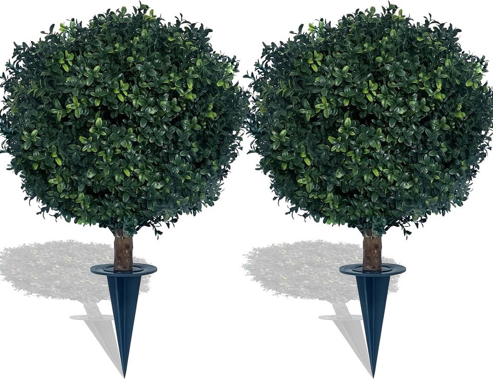 kyesyes Artificial Boxwood Ball Bush 27&Prime; Tree UV Resistance Rated with Spike. Ea