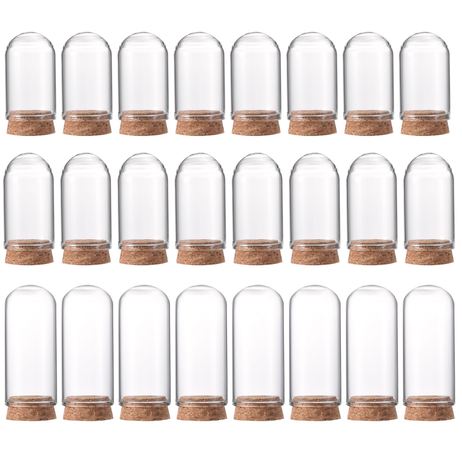 24Pcs Cloche Glass Dome Bell Jar Display Case with Cork Base 1.57&Prime;x1.18&Prime;