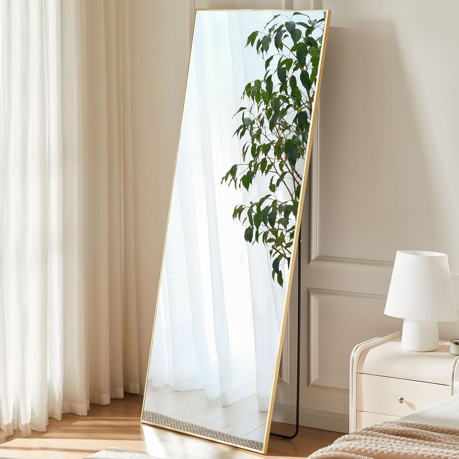 Full-length Mirror Floor Mirror Large Wall Bedroom Mirror Stand Alloy Thin Frame