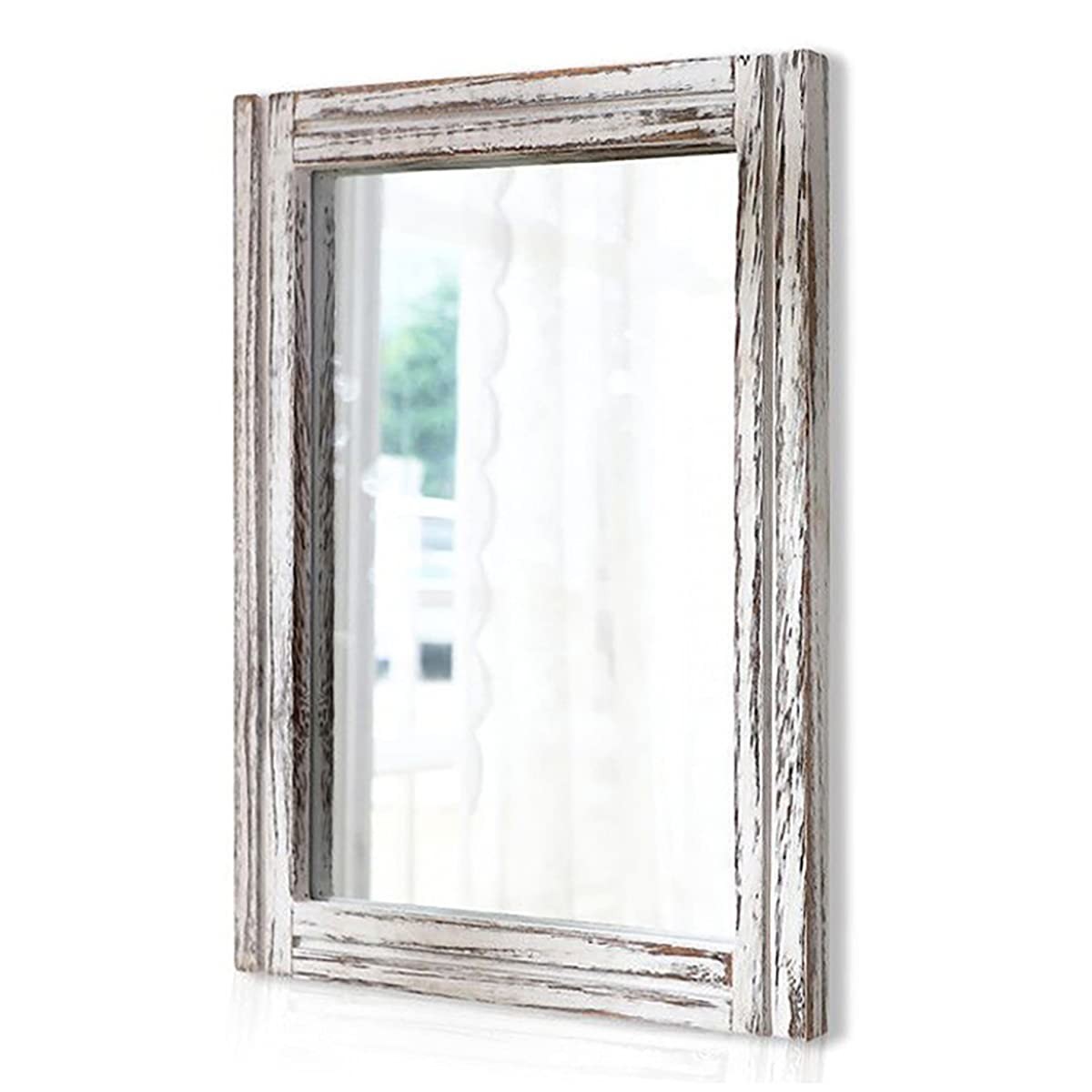 Wall Mirror with Wood Framed Rustic Mirrors for Wall Rectangle Decorati