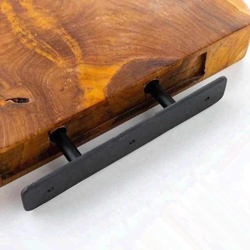 Set of 3 Live Edge Teak Floating Shelves Reclaimed Wood Wall Decor Handmade