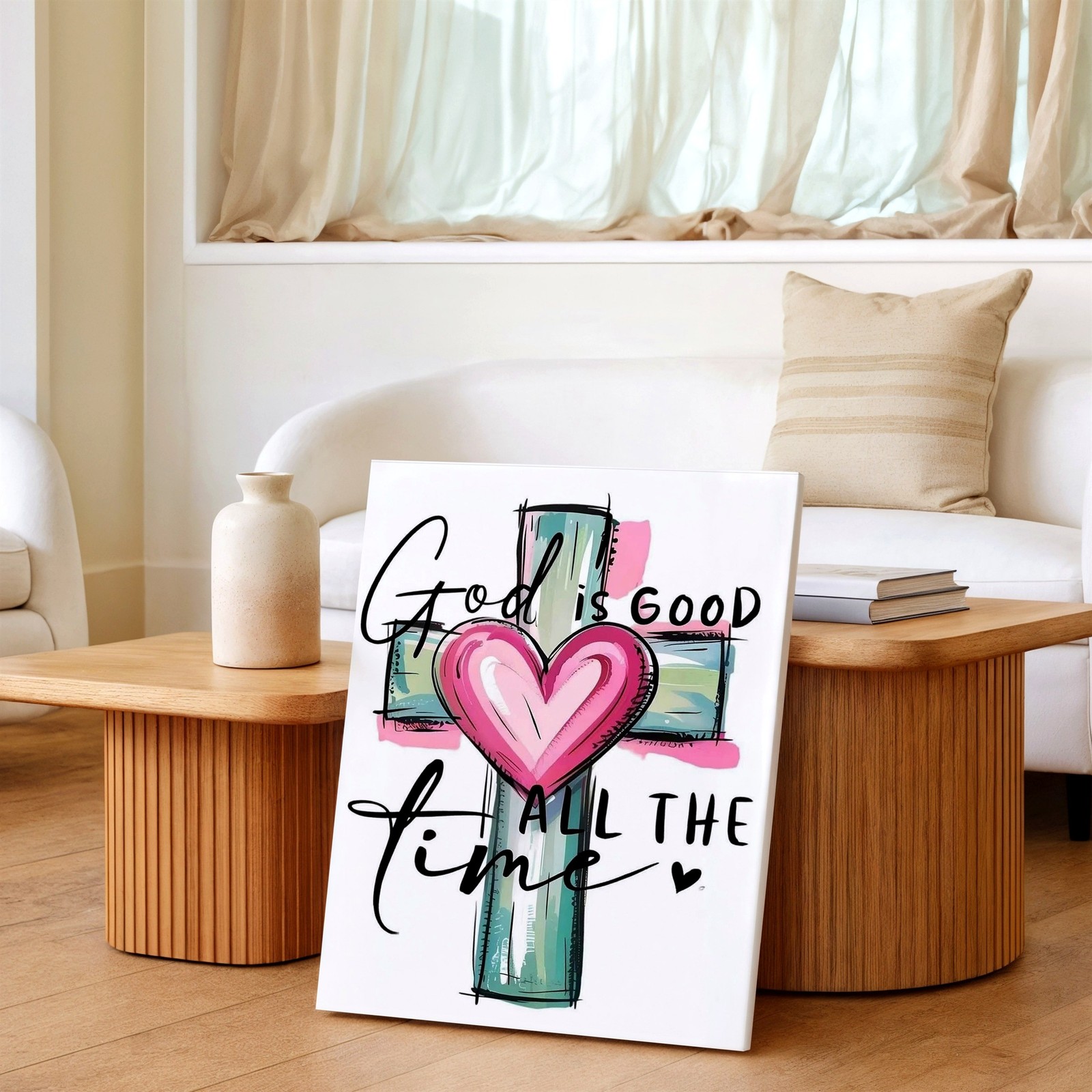 Wall Art Christian Cross Resurrection Empty Tomb Religious Black White Print