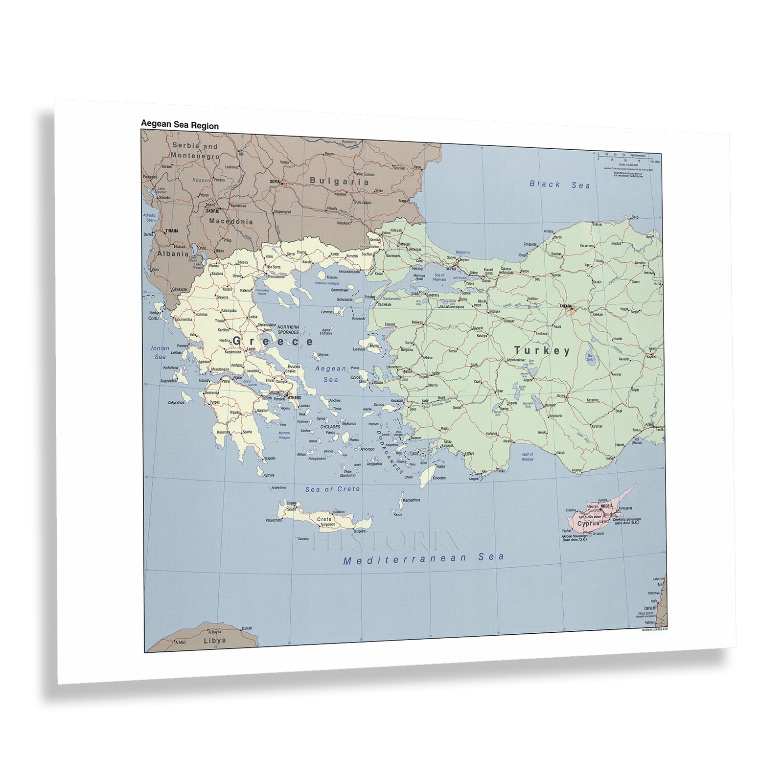 2006 Aegean Sea Region Mediterranean Sea Map Poster Wall Art Print