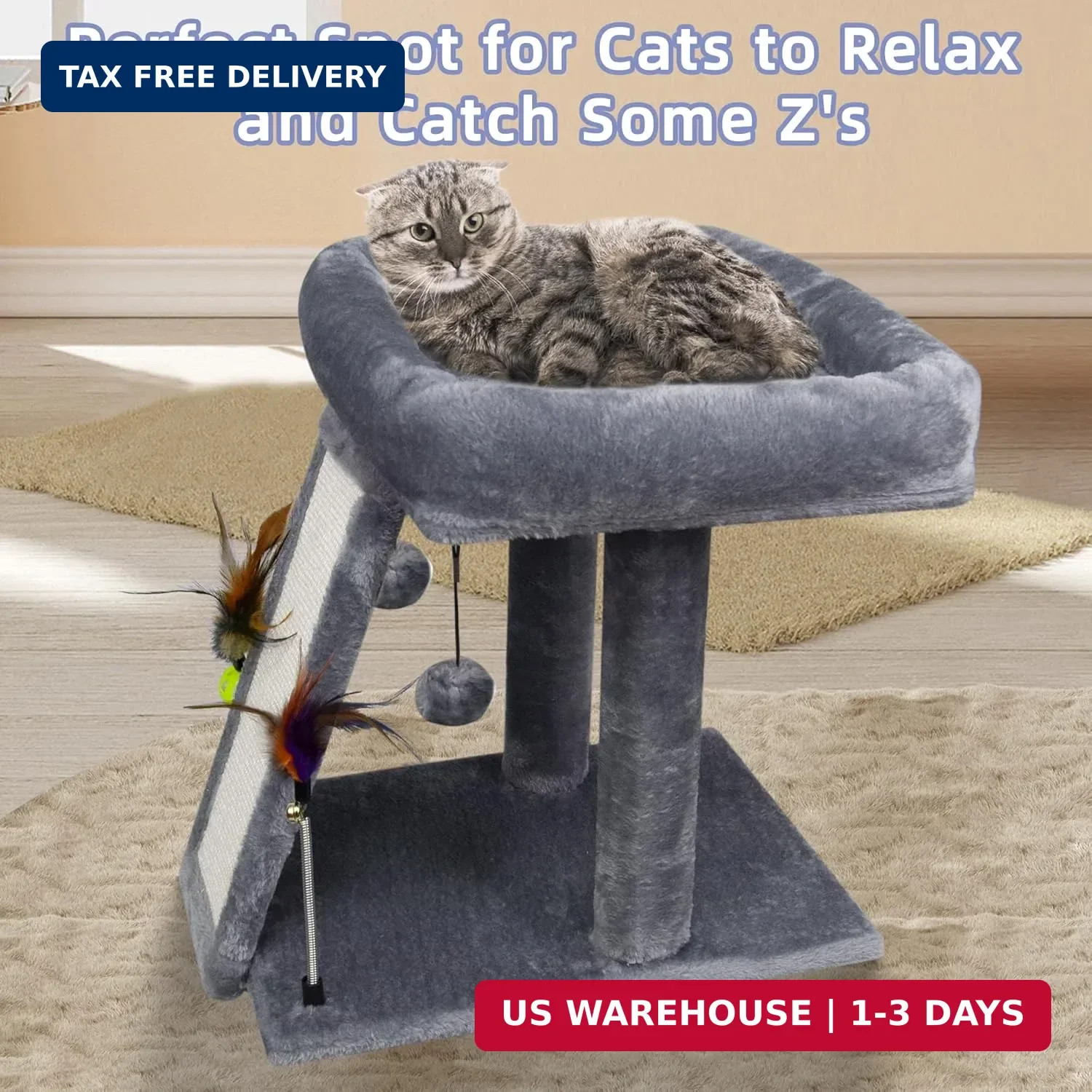 TWDEPART Cat Tree Tower with Cat Scratching Post for Indoor Cats, Activity Centr