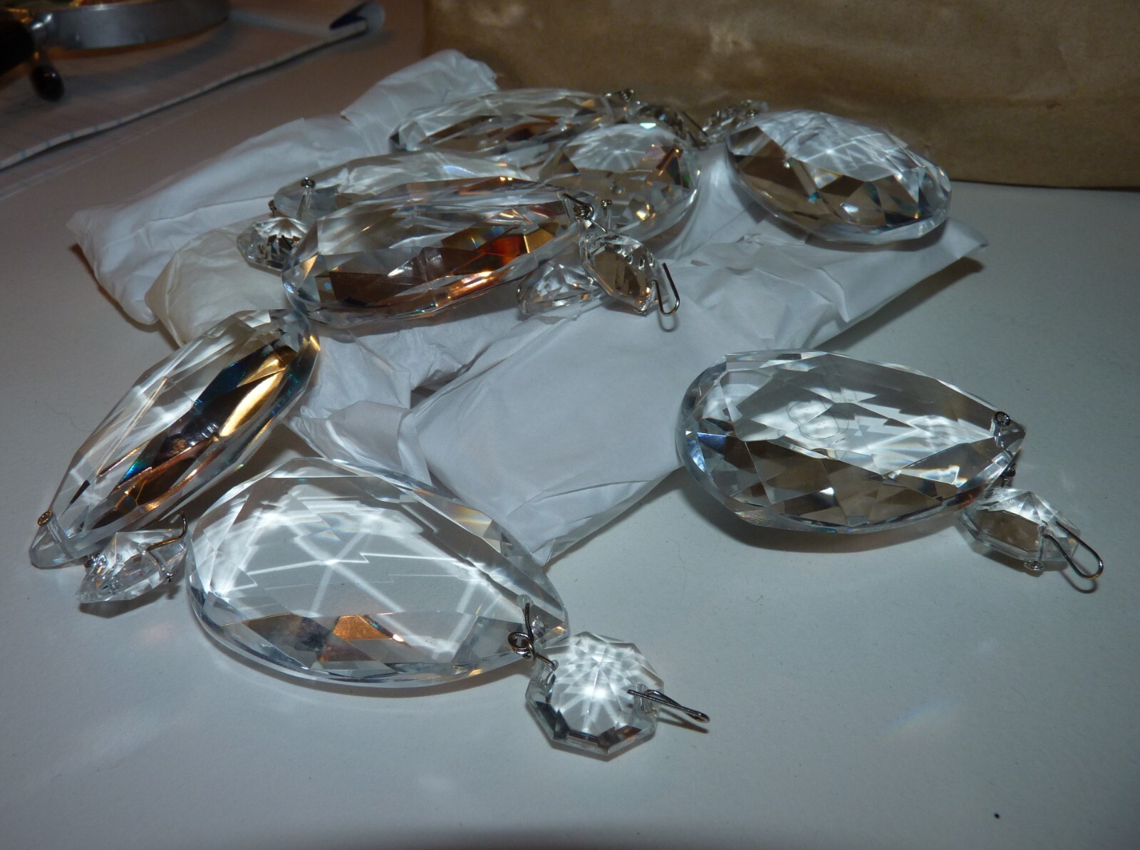 100 1980&rsquo;s Czech. Cut Lead Glass Thick Prisms, Chandelier, Suncatchers, Artist.