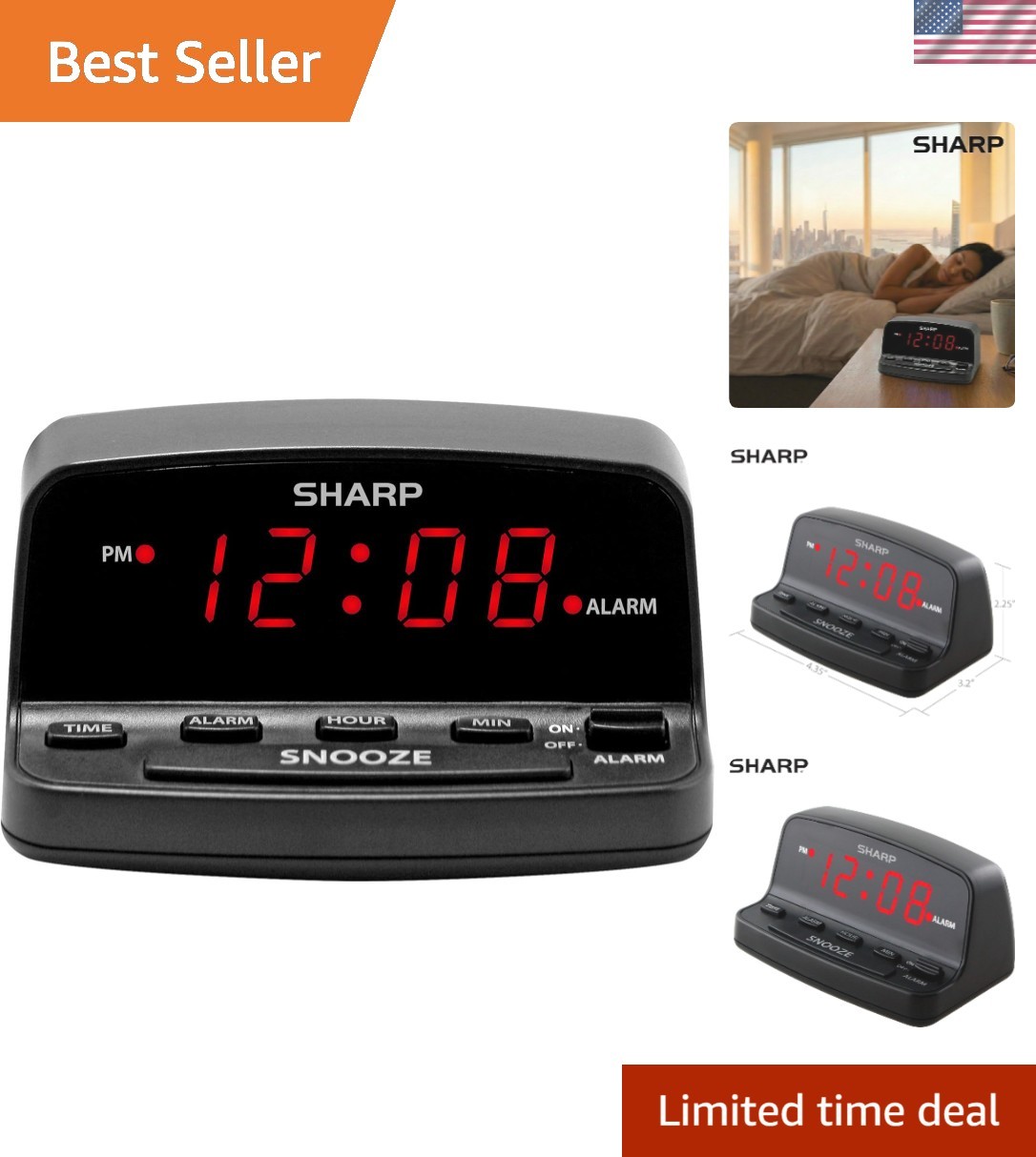 Battery Backup Digital Alarm Clock with Large Red Digits – Perfect for All Ages
