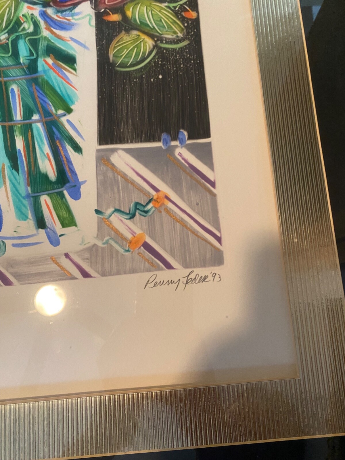 wall art framed and matted. Penny Feder print 1/1. 23 in x 41.5 in mono print