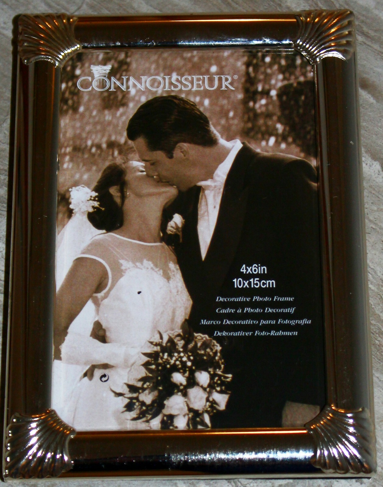 Connoisseur shiny silver 4.75×6.75 Picture Frame for 4×6&Prime; photo Table Top