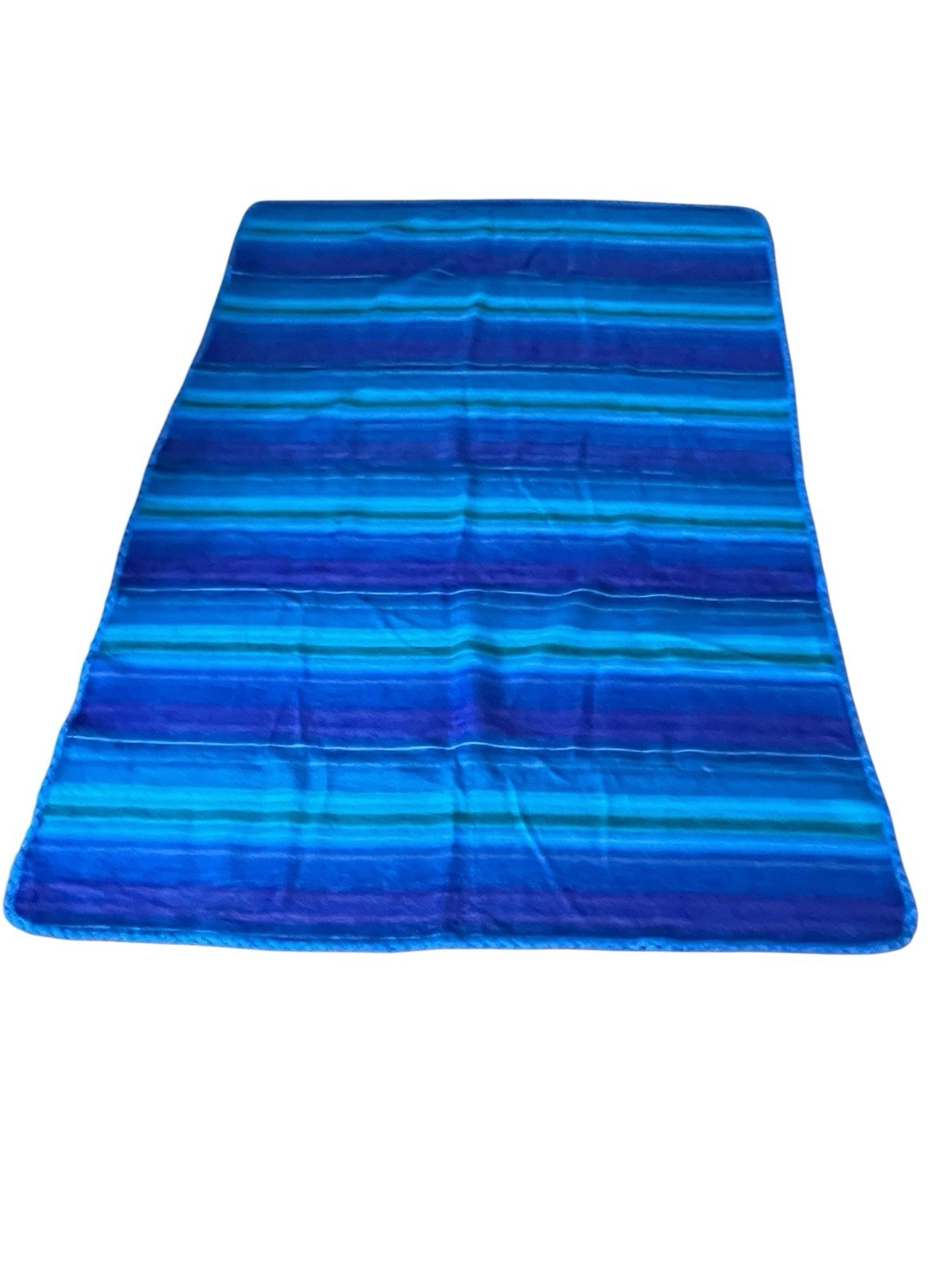 Amor a la Vida Alpaca Blend Throw Blanket Striped Blue Coastal NWOT 44×60