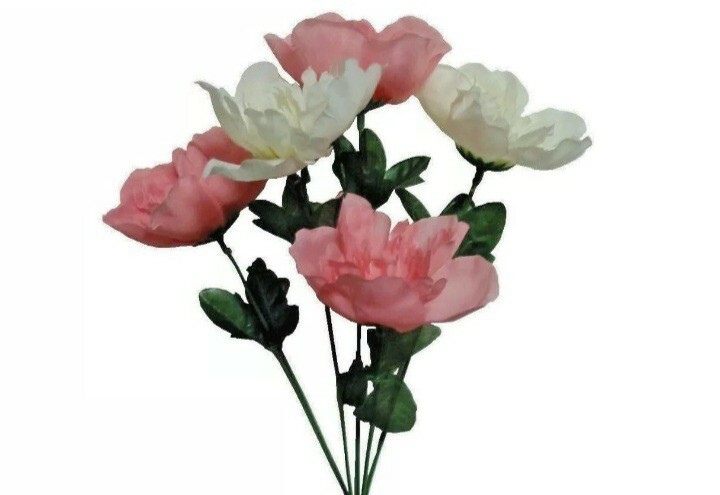 (24-Pack) Cream Pink Peonies 13&Prime; Bush Home Silk Flower Craft In/Outdoor Decor