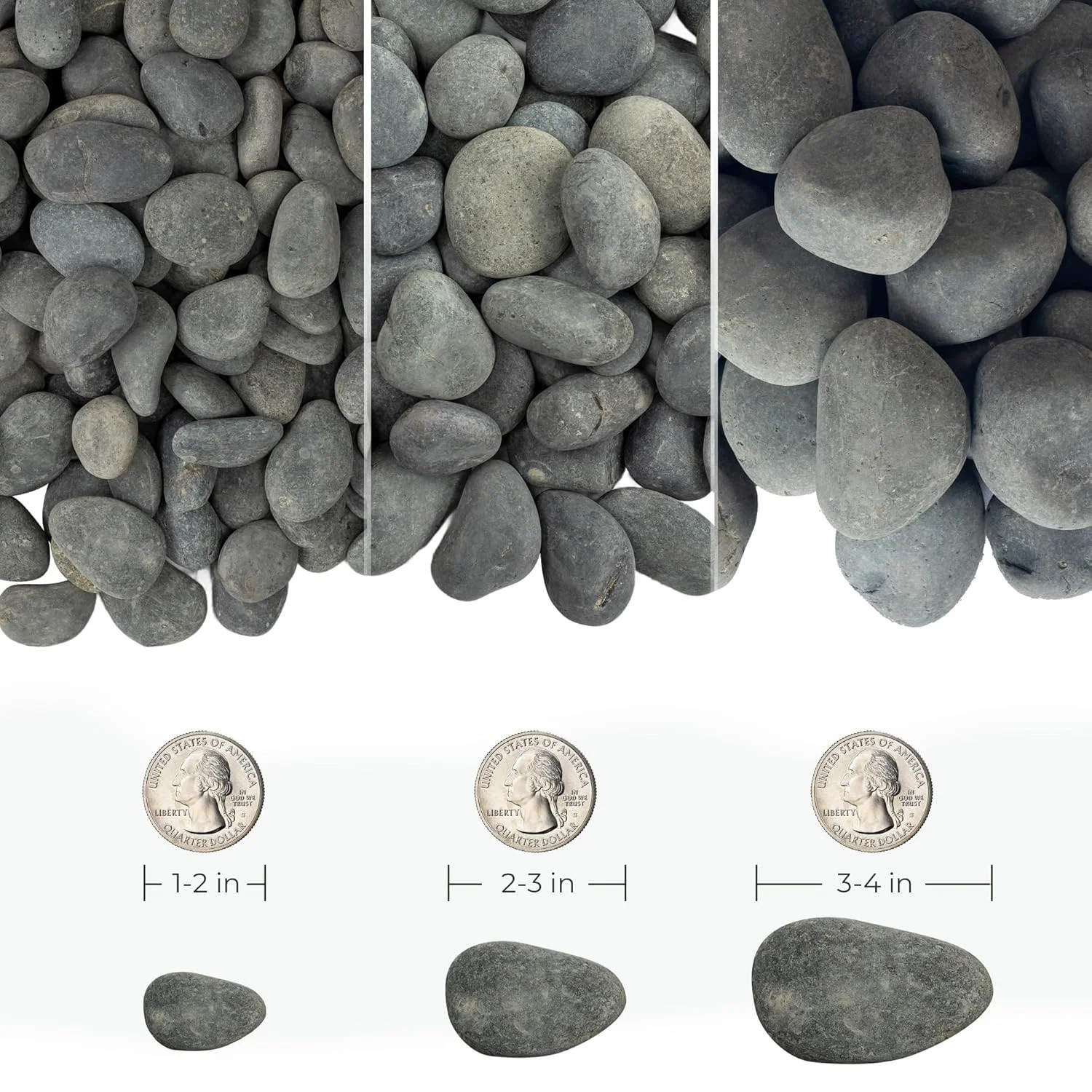 20lbs Large River Rocks for Landscaping, 2-3 Inch Big Black Pebbles, Hand-Picked