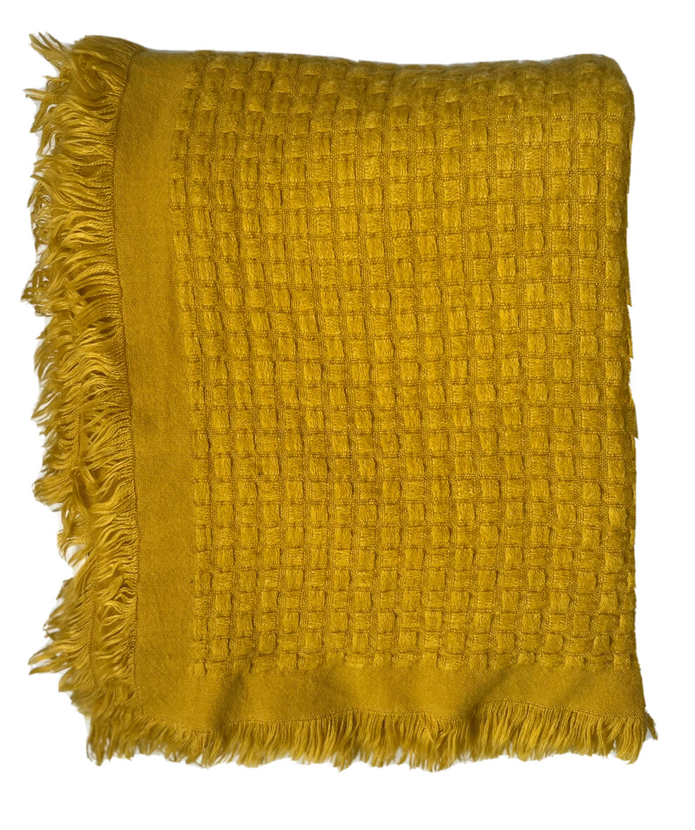 Dissa Knitted Decorative Throw Blanket Mustard Cozy Chunky Knit Home Decor