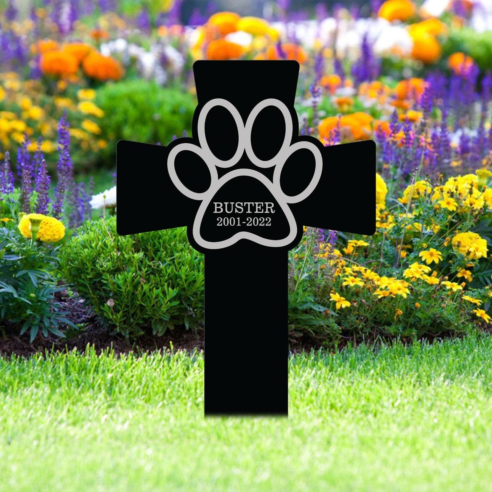 Personalized Pet Memorial Cross Acrylic Plaque Stake, Cat Dog Loss Grave Marker
